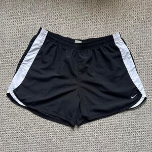 Black and white Nike running shorts